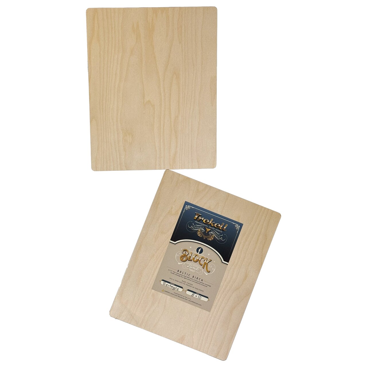 Trekell Unprimed Wood Block Panel - 1/2" Baltic Birch Wooden Painting Canvas - 8" x 10"